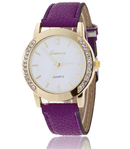 Geneva Leather Strap Watch for Women