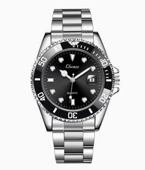 Men Silver Stainless Steel Waterproof Watches