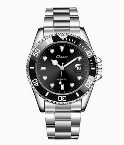 Men Silver Stainless Steel Waterproof Watches