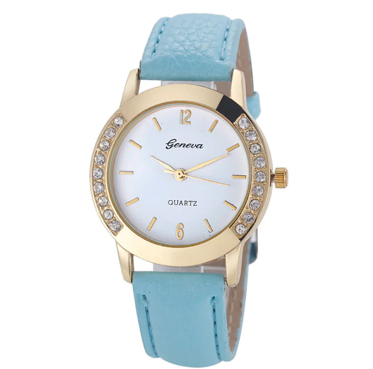 Geneva Leather Strap Watch for Women