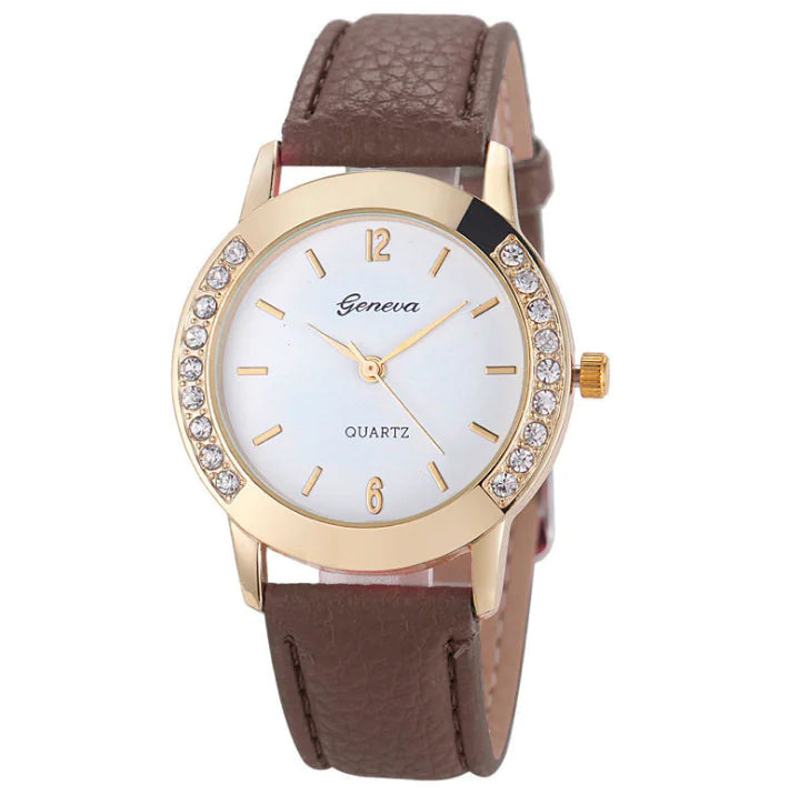 Geneva Leather Strap Watch for Women