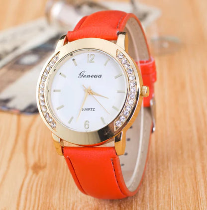 Geneva Leather Strap Watch for Women